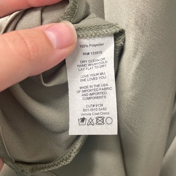 Show Me Your Mumu Verona Cowl Dress in Moss Green Luxe Satin - Picture 9 of 12